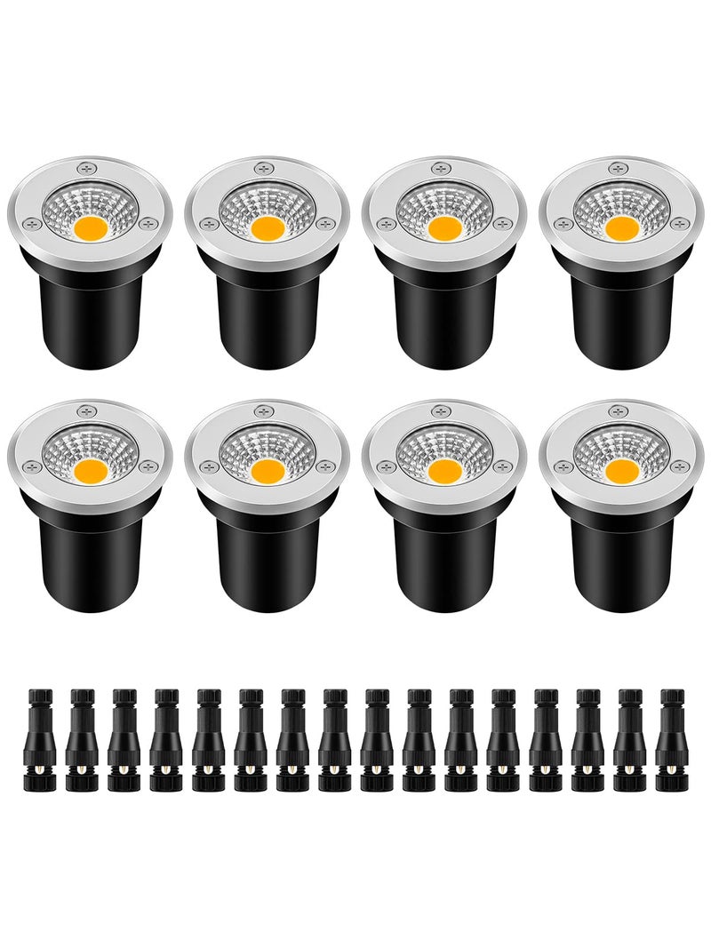 ZUCKEO أضواء المناظر الطبيعية ذات الجهد المنخفض ZUCKEO أضواء بئر LED 3W 12V-24V في الأرض IP67 مقاومة للماء في الهواء الطلق إضاءة المناظر الطبيعية ذات الجهد المنخفض للسطح الممر السطح الدرج الحديقة (8 عبوات أبيض دافئ) - Image 1